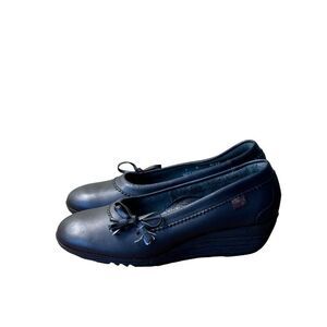 Foothills Women's Leather Wedge Shoes Size 7 Black Made In USA